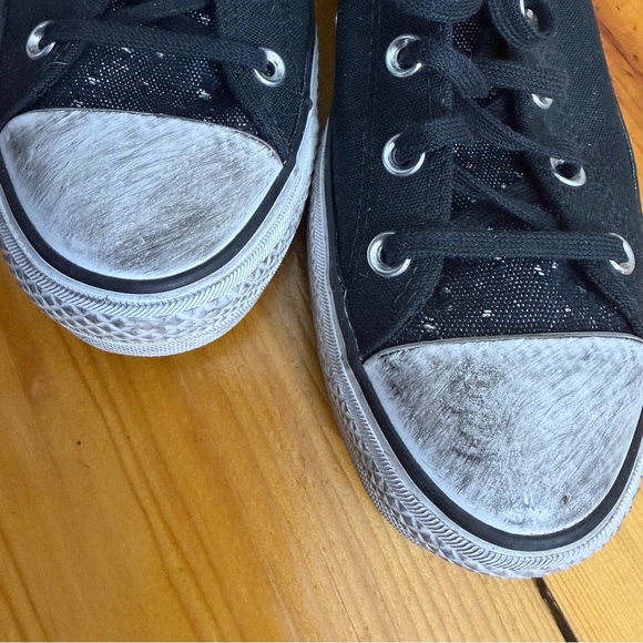 Converse Black High-Tops CTAS with Silver Spikes Distressed Style Lifted No Wear - Picture 13 of 13